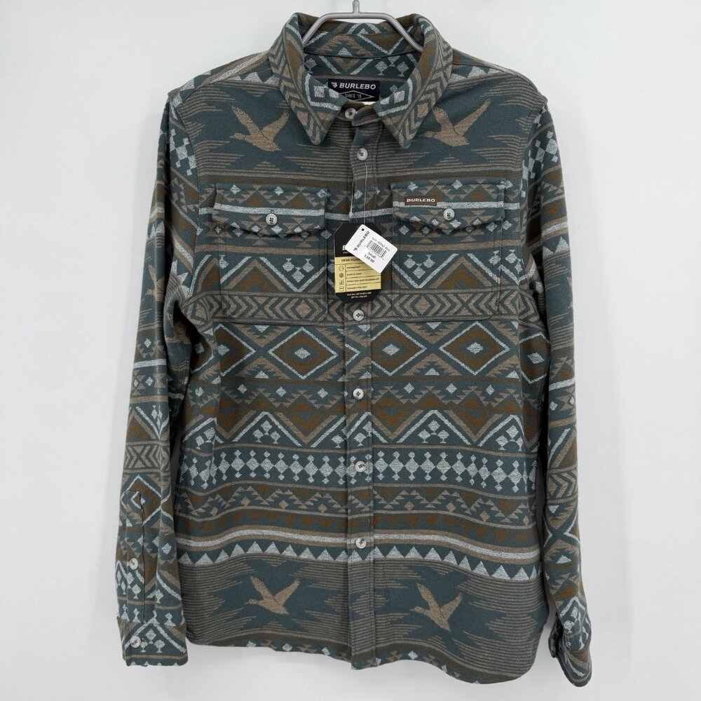 Burlebo Vintage Heavyweight Flannel Button Down Shirt sz S Whitetail Aztec Duck